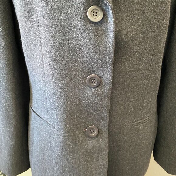 KASPER Charcoal Gray 100% Wool Career Work Business Blazer Size 12 - Picture 3 of 7